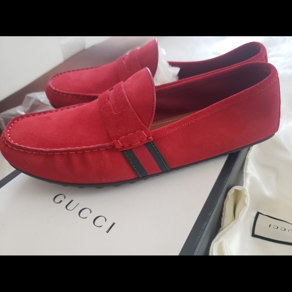 Gucci Driver Loafer Red Suede